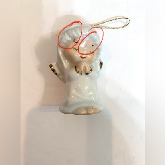 LOT of 2 Vintage ROC Ceramic Christmas Angel Figurines Praying Ornaments Taiwan - Picture 6 of 8
